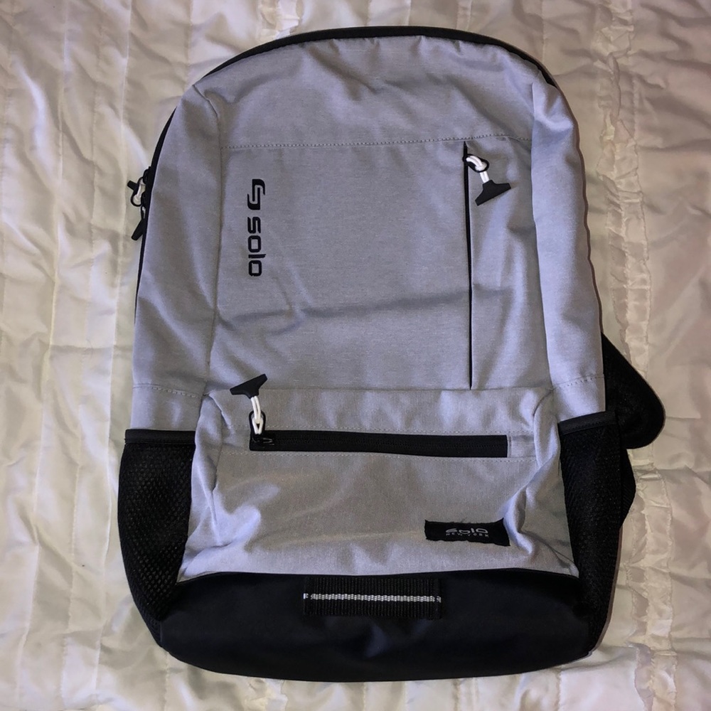Grey Solo Backpack with laptop slip